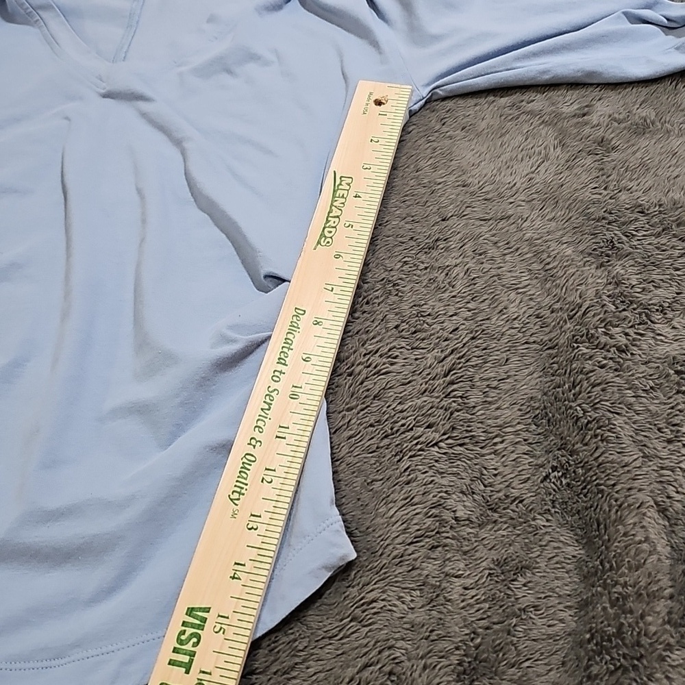 Athleta Periwinkle Blue Ruched Side V Neck Long Sleeve Top Womens XS - Picture 7 of 8